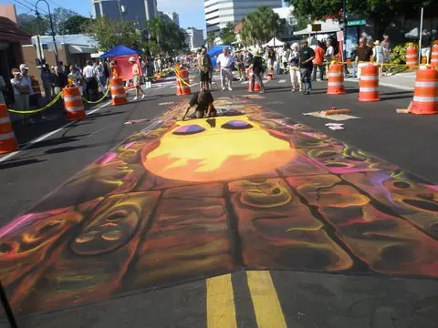 street chalk drawing skull