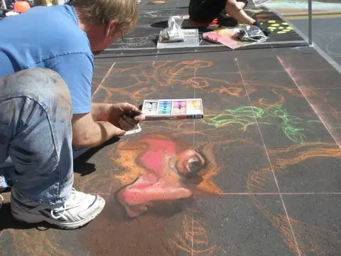 chalk drawing face